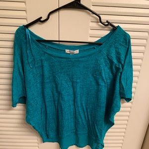 Ambiance apparel. Large teal shear shirt.
